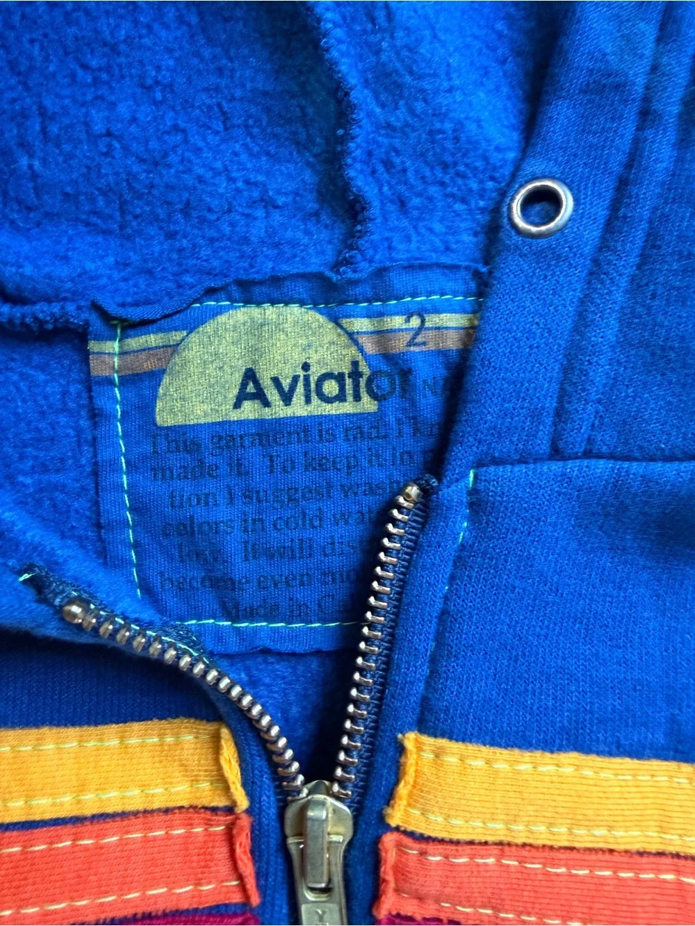 Aviator Nation Royal Blue Kids Hoodie & Sweatpants with Rainbow Stripe kids 2 - Picture 2 of 5